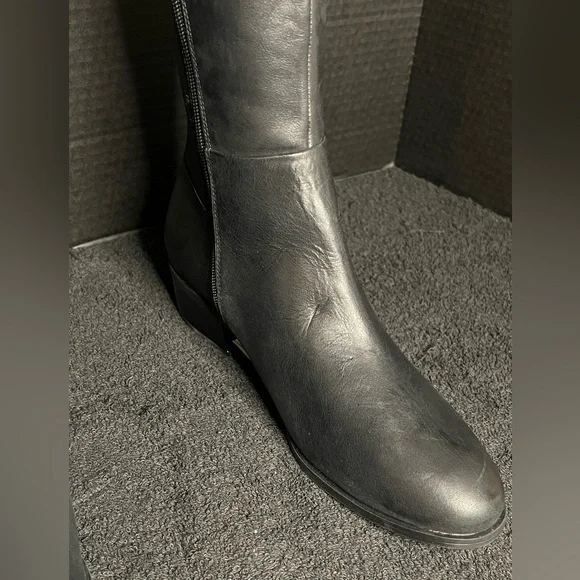 NWOB Rockport Black Leather Evalyn Tall Knee Almond Block Heel Riding Boots 8M - Picture 7 of 16